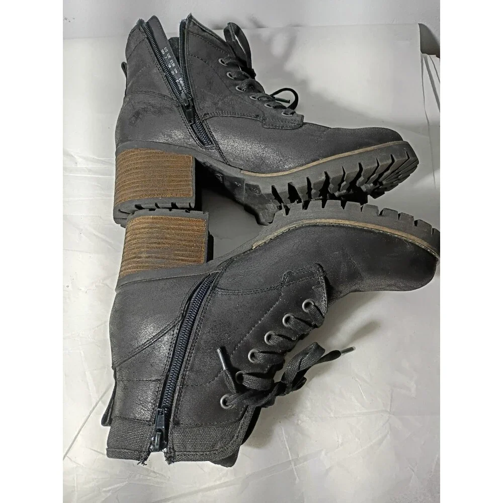 Carlos Glinda Black Lace Up Heeled Combat Chunky Boots 9M Witch Core Casual Norm